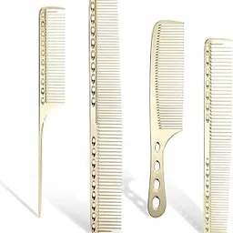 Barber Comb 4Type Aluminum Metal Combs for Cutting Comb Hair Hairdressing Tail Comb (Golden)-picture-23