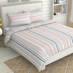 Haus & Kinder King Size Bedsheets for Bed, 186 TC, 100% Cotton Bed Sheet for King Size Bed with 2 Pillow Covers, Color Bedsheet Magical Stripe-picture-22