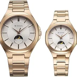 Titan Unisex Modern Bandhan Quartz Analog Silver Dial Pair Watches-picture-18