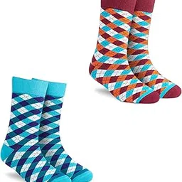 dynamocks Men's and Women's Combed Cotton Designer Crew Length Socks (Pack of 2) (Multicolour, Free Size)-picture-26