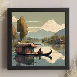 Kagaz Kala - Digital Art - Vintage Travel Wall Art - Cities and Places in India Posters - Decorative Frames for Wall Decoration - 9x9 inches Square Framed Poster (Kashmir)-picture-31