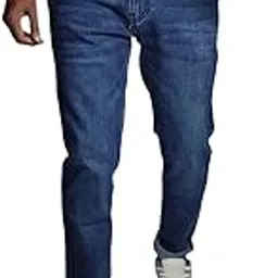 western ruffalo Men's Premium D S Indigo Blue with Ultra Comfort Cotton |Sleek Straight Fit | Stretchable Mid Rise | Clean Modern Look Jeans image 1