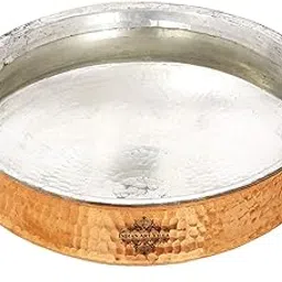 INDIAN ART VILLA Pure Copper Lagan Handi with Tin Lining, Hammered Cookware for Hyderabadi Dum Biryani Rice and Veg/Nonveg, 12 inch, 6 Litre-picture-38