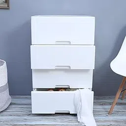 the tickle toe 4-Drawer Plastic Chest for Kids | White Storage Cabinet | Child-Safe, Portable & Secure Organizer | L44 x W28.5 x H67 cm | Made in India-picture-38