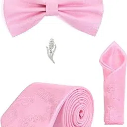 random stripe Men’s Necktie Combo Set (Tie + Bow Tie + Pocket Square + Brooch) – 13 Elegant Colors | Premium Formal look-picture-10