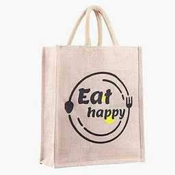 Sunrise Printed Jute Handbags with Zipper with Weight Capacity of Upto 3Kg (Black)-picture-18