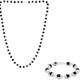 P R PRINTS Original Karungali Malai Silver Coated Cap Bracelet and 54 Beads Mala Combo | Lab Tested Black Ebony Wood, for Pooja, Meditation, Healing | For Men & Women | Free 5 Mukhi Rudraksha-picture-12