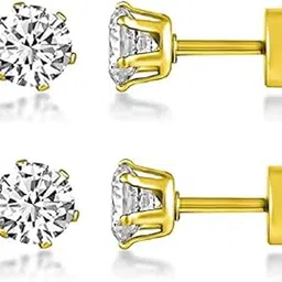shobhram Silver Nug Gold Bali 316L Stainless Steel Earrings for Men and Boys | Fashion Non Piercing Earrings for Men | Stainless Steel Earrings for Boys-picture-52