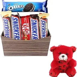 SFU E Com Delicious Almond Chocolate Gift Hamper | Valentine Teddy Bear With Chocolate Combo | Valentine Chocolate Hamper | 982-picture-16