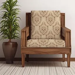 Decorian Polycotton Stretchable Printed Solid Slipcovers, Wooden Sofa Seat Cover, Back Cushion Covers (Pack of 10, Damask Brown) image 1