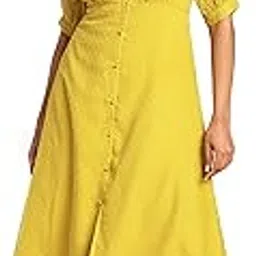 janasya Women's Dobby Chiffon Woven Design A-Line Calf Length Dress-picture-39