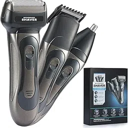 Men's Electric Foil Razor, 3-in-1 Cordless Rechargeable Shaver, Waterproof Wet & Dry Painless Body Razor for Face, Nose, and Hair-picture-28