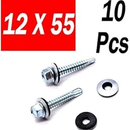 Rpi shop - 12 X 55 Self Drilling Screws Hex Head with rubber washer, Zinc Plated Pack Of 10 Pcs-picture-15