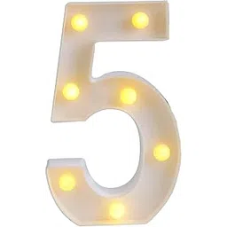 Lalantopparties LED Marquee Number Light Sign for Home, Party Family Wedding Decor Walls Hanging (Number 5)-image-2