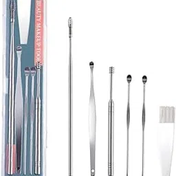 HOMTOPY Ear Cleaner Kit 6Pcs | Reusable Stainless Steel Ear Wax Removal Set | Spiral Ear Curette with Cleaning Brush & Storage Box for Kids, Men & Women-image-25