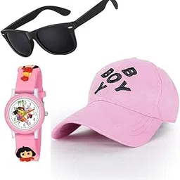 RYTORIA Unisex Kids for Boys & Girls 4–10 Years | Comfortable Cotton Baseball Cap, Watch & Sunglasses (Pack of 3)-picture-15