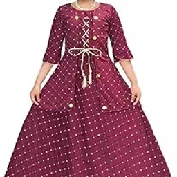 new jon Cotton Casual Long Anarkali Gown Kurta for Girls-picture-13