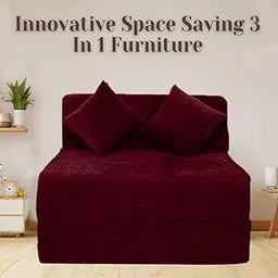 Dreampod Sofa Cum Bed Foldable Molfino (Maroon, 4x6 Feet, Polyurethane)-picture-28