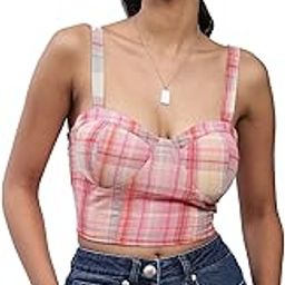 label ritu kumar Pink Plaid Bustier Crop Top-picture-9