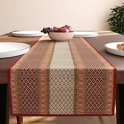 Encasa XO Handcrafted Madurkathi River Grass Table Runner 4 Seater Heat Resistant Table Runner for Dining – 32x150 cm, Red-image-9