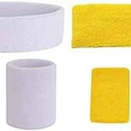 CASHWIN Cotton Sports 1+1 Headband and 2+2 Wristband for Men and Woman for Cricket Tennis (Yellow,White)-picture-11
