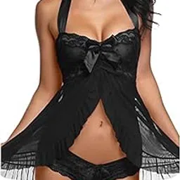 migamo Babydoll Net Fabric Bridal Lingerie Sleepwear Dress for Anniversary Night Small to 3XL-picture-24