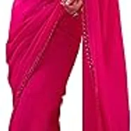 akhilam Women's Pink Georgette Sequins Embellished Saree with Unstitched Blouse Piece (BITTI617_JR)-picture-38