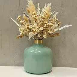 Artful Living India – Round Metal Flower Vase | Round Vintage Vase for Living Room, Table, Office Decoration & Home Decor | Antique Decorative Metal Vase (Sage Green)-picture-37