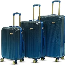american traveller Flyambere Luxury Gradient Luggage Travel Set 3 - Premium Polycarbonate Trolley Gold-Accent Suitcase, Scratch-Resistant Durable Hard Case, Silent Wheels (3, Matellic Blue Gradient)-picture-52