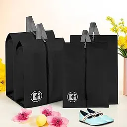 Kuber Industries Pack of 4 Travel Organizer | Travel Shoe Carrying Bag | Toiletry Pouch with Chain | Shoe Cover for Travel-Hiking-Adventure | Multipurpose Storage Organizer Bag | Black-picture-21