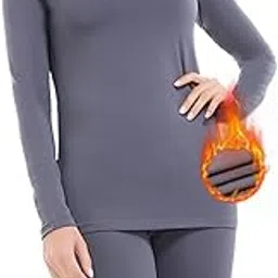 subuteay Thermal Underwear for Women Ultra Soft Fleece Lined Long Johns Set Top & Pants Base Layer Set Dark Grey L-picture-48