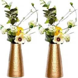 9 Inch Metal Flower Vase for Home Decor Flower Vase - Vase for Living Room - Polished Pure Metal Table Vase (Pack of 2)-picture-34