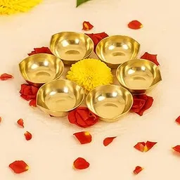 Ekhasa 100% Pure Brass Diya for Puja | Brass Deepa for Pooja | Pital Diya or Diva Deepas for Pooja | Brass Diyas for Pooja Set of 6 | Niranjan Diya Deepak for Diwali & Return Gifts-image-71