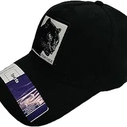 Sports Unisex Cotton Blend Hat with Panther Patch, Black Mesh Baseball Cap, Adjustable Snapback, 25 x 20 cm, Casual Wear-picture-12