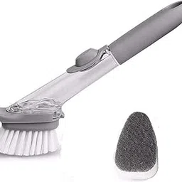 Pearo Liquid Dispenser Brush with Sponge for Cleaning Dish, Kitechn Sink, Utensil image 1