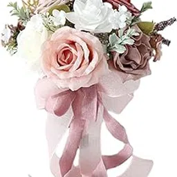 Merishopp Bridal Bouquet Lifelike Romantic Decoration for Bridesmaids Bride Style C-picture-13