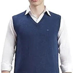 monte carlo Men's Wool Blend V-Neck Solid Sleeveless Sweater (1240516SL)-picture-30
