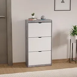 beAAtho Zento Shoe Cabinet with Flip-Out Drawers | Modern Wooden Shoe Organizer for Home & Office | Durable & Elegant | DIY | (Ashen White)-picture-19