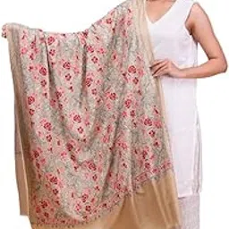 swi with label Women's Beige Aari Embroidered Wool Shawl_5510_Beige-picture-46