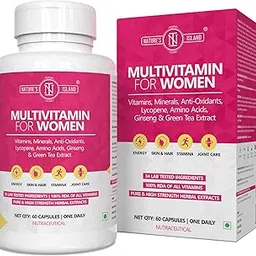 Nature's Island Multivitamin For Women, 60 Capsules - 100% RDA of all Vitamins, With Zinc, Vitamin C & D3, Calcium, Multi-minerals etc| Enhances Energy, Skin & Hair Support, Stamina & Joint Health-image-40