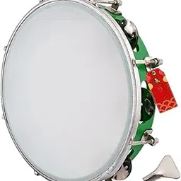 SPEHUB Dafli Musical Instrument Dafli/Tambourine 10 inch Hand Percussion Musical Instrument (Yellow tambourine) (Green tambourine)-picture-32