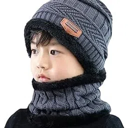 BeFall Kids Warm Winter Beanie Hat & Scarf Set for Boys Girls. Stylish Knit Skull Cap with Fleece Lining, Cold Snow Knit Cap, Air Proof Cap, Ear Warmer Cap, for 5-14 Years Old-picture-31