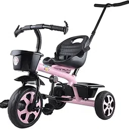 JoyRide Stylish Sports Plus Trike Push & Plug Baby Trike| Tricycle with Dual Storage Basket for Kids| Boys| Girls Age Group 2 to 5 Years (Pink)-picture-17