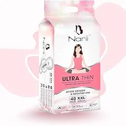 NARII Ultra-Thin Sanitary Pads - XXL with Active Oxygen & Negative ION Strip | Neem & Safflower Extracts | Soft Cotton Layer, Odour Lock, Leak Protection for Heavy Flow | for Women & Girls (40 Pads, 1 Pack)-image-8