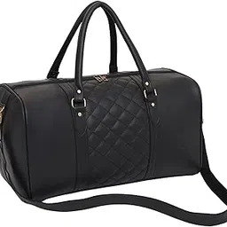 fur jaden Vegan Leather Sustainable & Durable Holiday Travel Duffle Bag 30L Storage Weekender Cabin Bag Gym Bag for Men and Women (Black)-picture-28