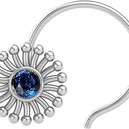 jsaj Stone Nose Pin Wire Nose Pin in Pure 92.5 Sterling Silver For Girls And Womens In Pure Silver Round Shape-picture-43