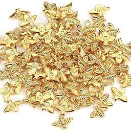 GOTOTOP Nail Art Charms Studs Metal Bees 3D Decoration Stick Gold Silver Decals Manicure 100 Pcs/Bag (Gold, Silver)-picture-37