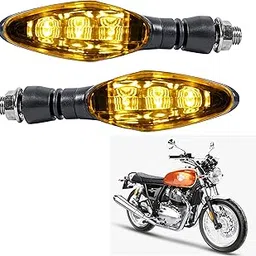 Miwings Universal Motorcycle Bright LED Amber Turn Signal Light Indicator Brake Lamps For Royal Enfield Interceptor 650 (2.Pcs Amber Color Indicator)-picture-24