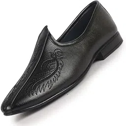 fausto Men's Embroidery Traditional Wedding Slip On Ethnic Juttis and Mojaris|Party Slip On Evening Shoes|Striped Mojaris-picture-38