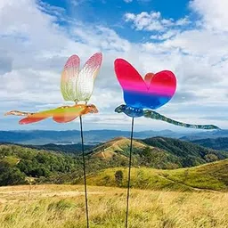 ARUNA DECOR PVC & Metal Colourful Dragonfly Set of 2 Garden Decoration Outdoor Sticks Lawn Decor Garden Decor Outdoor Decor Stick 20x2.5x16 cm Dragonfly-picture-24